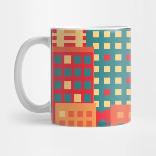 Warm colors illustration of a cityscape at night Mug